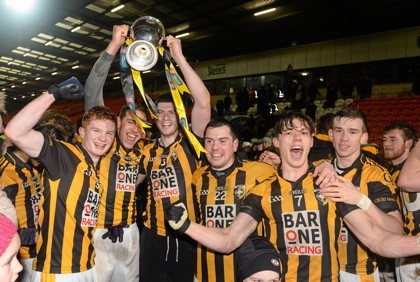 Crossmaglen's Padraig Stuttard, Rico Kelly, Aiden Rushe, Stephen Finnegan, James Morgan and Kyle Brennan, celebrate after the AIB Ulster GAA Senior Club Football Championship Final Picture credit: Oliver McVeigh / SPORTSFILE
