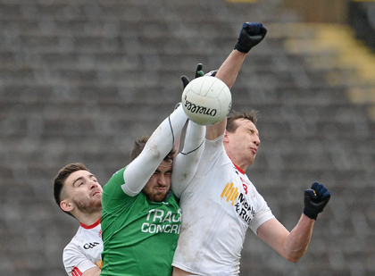 Colm Cavanagh risest highest against Fermanagh's Colm Cavanagh in yesterday's McKenna Cup semi-final