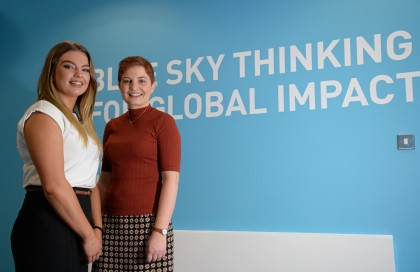 DCU business scholarship recipient Niamh Lister, Meath, left, with Aoife Lane, CEO of WGPA. 