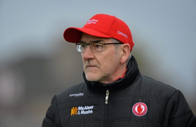 HAMSTRUNG...Mickey Harte has had to go without the injured Rory Brennan for Sunday's game