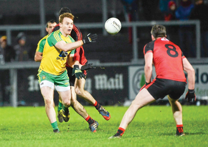  Eamon O'Doherty, Donegal, in action against Peter Turley, Down. Allianz League, Division 1,