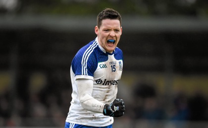 Monaghan's Conor McManus, Monaghan, celebrates a late score yesterday