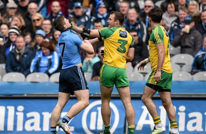 Neil McGee and James Small were involved in an altercation during their NFL League semi-final yesterday