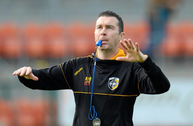 CHAMPIONSHIP CALL...Oisin McConville is helping out Gareth O'Neill during the championship