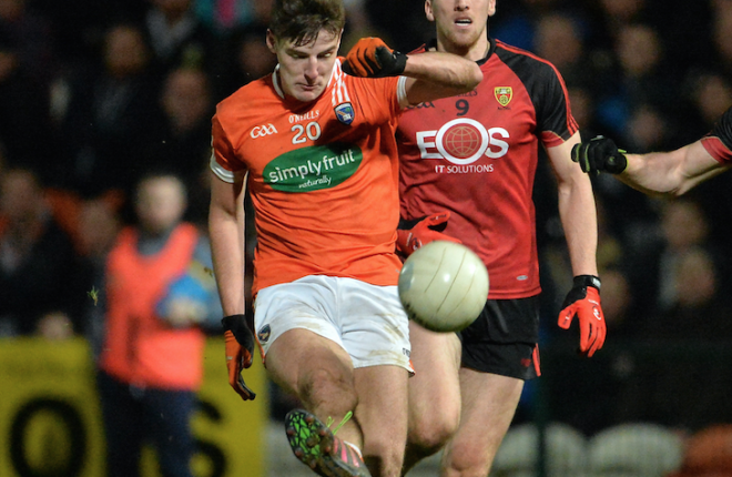 ON THE RIGHT TRACK...Niall Grimley and his Armagh teammates have impressed in December and January