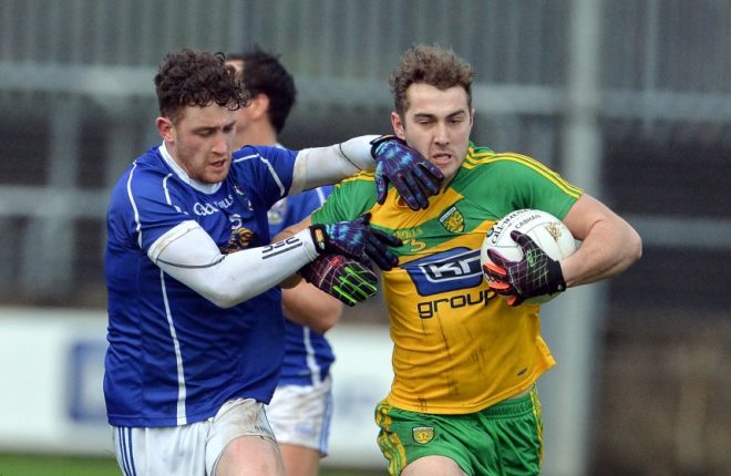 Cavan's Ciaran Brady (left)