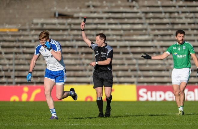 Monaghan's Kieran Hughes received a black card seven minutes into their game against Fermanagh